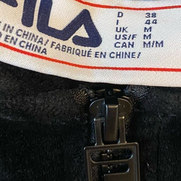 Fila Black Y2K 2000’s Plush Velvety Track Suit Two Piece Zip Up Top Sweater - Picture 7 of 7